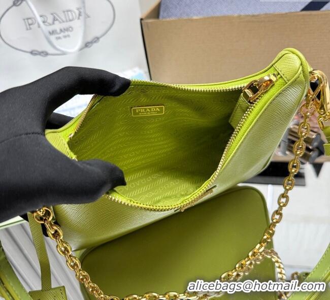 Top Grade Prada Re-Edition Saffiano leather mini bag 1BC204 Green 2025