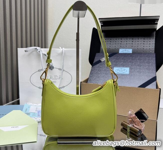 Top Grade Prada Re-Edition Saffiano leather mini bag 1BC204 Green 2025