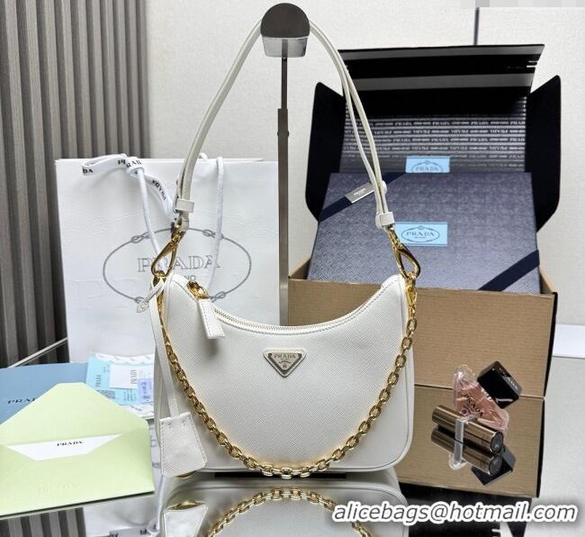 Modern Classic Prada Re-Edition Saffiano leather mini bag 1BC204 White 2025