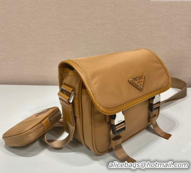 Promotional Prada Mens Nylon and Saffiano Leather Shoulder Bag 2VD034 Brandy Brown 2025
