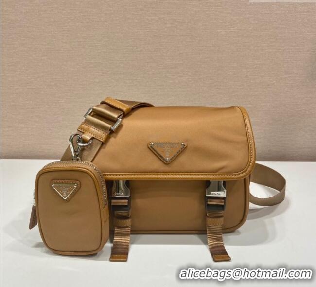 Promotional Prada Mens Nylon and Saffiano Leather Shoulder Bag 2VD034 Brandy Brown 2025