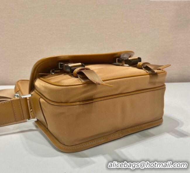Promotional Prada Mens Nylon and Saffiano Leather Shoulder Bag 2VD034 Brandy Brown 2025