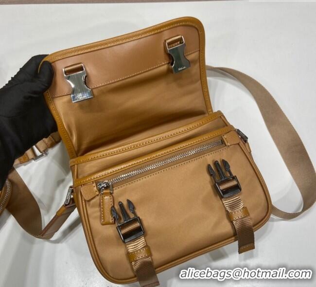 Promotional Prada Mens Nylon and Saffiano Leather Shoulder Bag 2VD034 Brandy Brown 2025