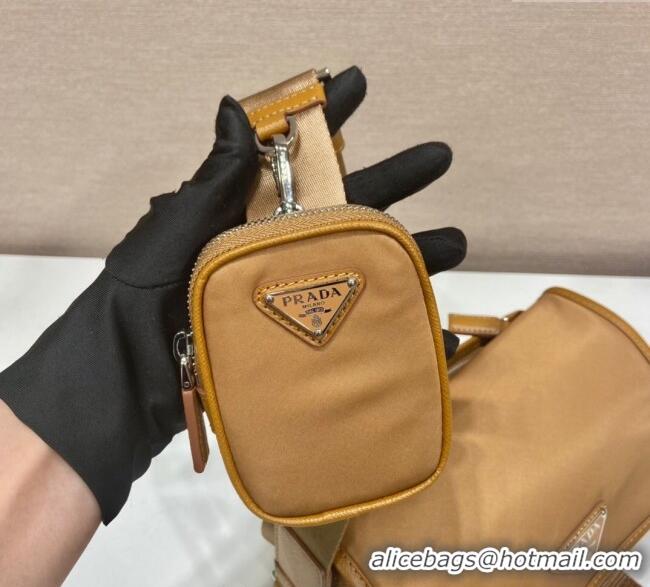 Promotional Prada Mens Nylon and Saffiano Leather Shoulder Bag 2VD034 Brandy Brown 2025