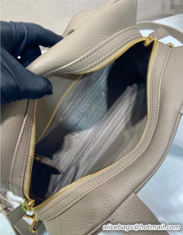 Inexpensive Prada Large leather top-handle bag 1BB148 Grey 2025