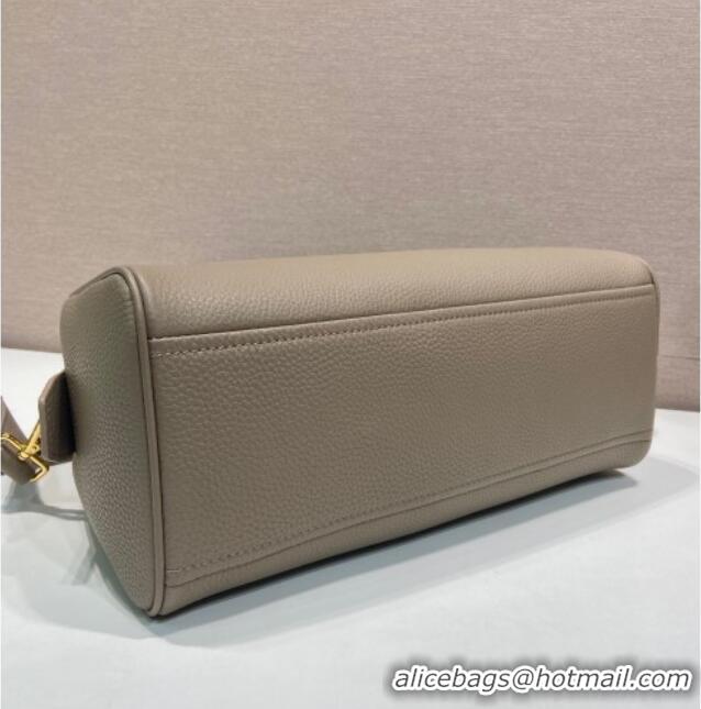 Inexpensive Prada Large leather top-handle bag 1BB148 Grey 2025