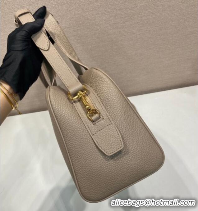 Inexpensive Prada Large leather top-handle bag 1BB148 Grey 2025