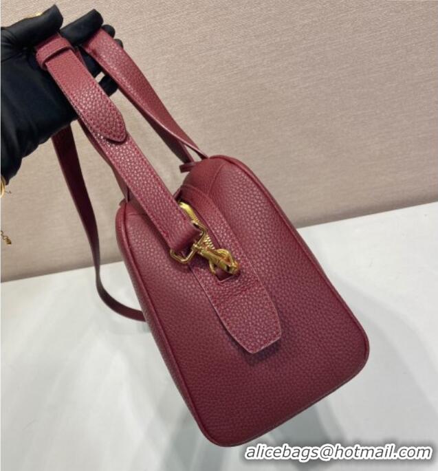 Best Design Prada Large leather top-handle bag 1BB148 Dark Burgundy 2025
