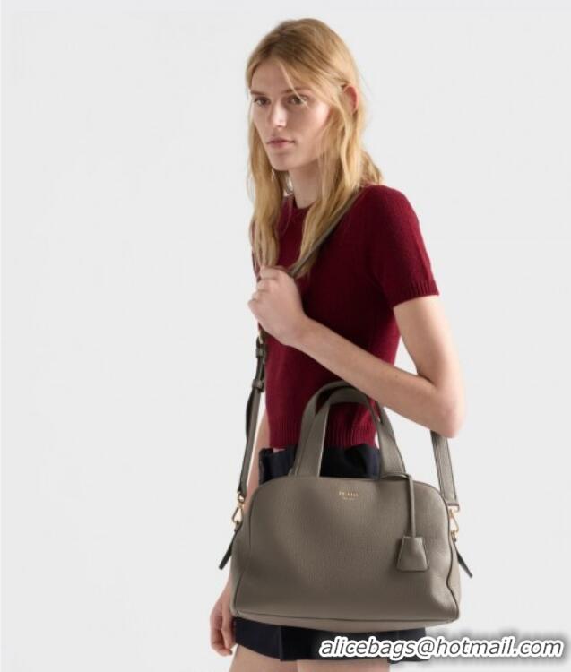 Best Design Prada Large leather top-handle bag 1BB148 Dark Burgundy 2025