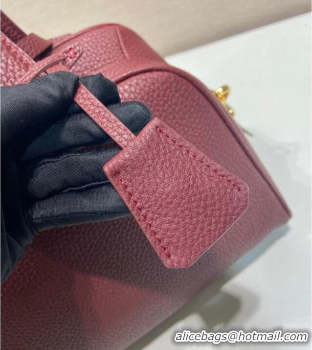 Best Design Prada Large leather top-handle bag 1BB148 Dark Burgundy 2025