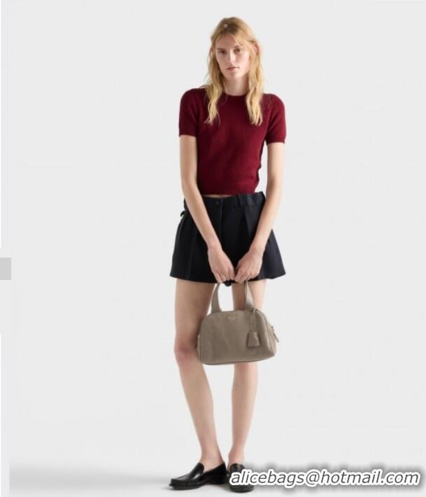 Traditional Specials Prada Small leather top-handle bag 1BB149 Grey 2025