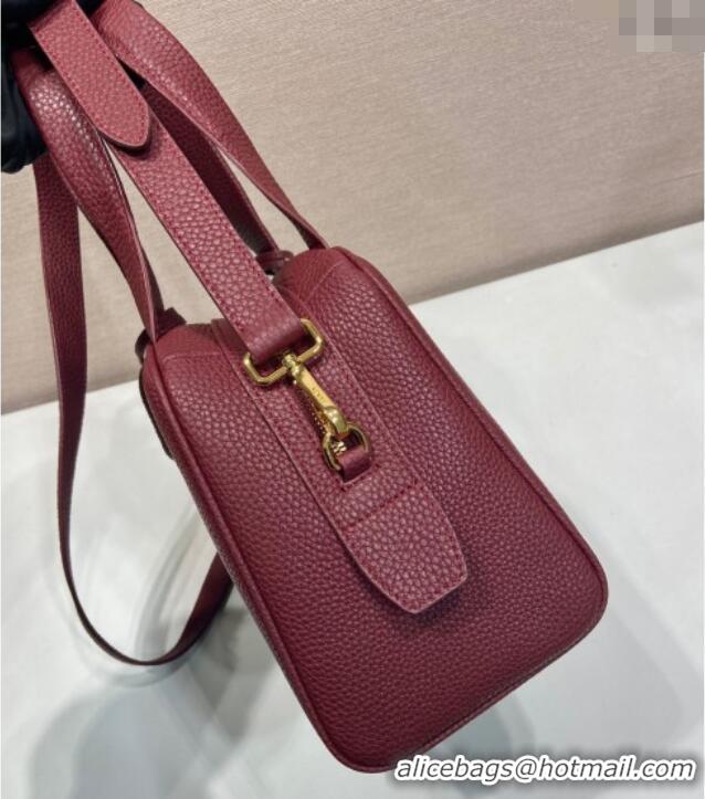 Best Quality Prada Small leather top-handle bag 1BB149 Dark Burgundy 2025