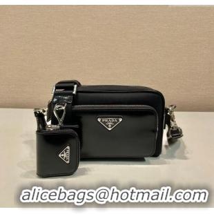 Traditional Discount Prada Re-Nylon and brushed leather shoulder bag 2VH172 Black 2025