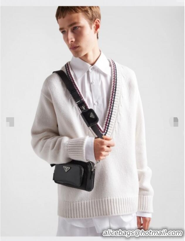 Traditional Discount Prada Re-Nylon and brushed leather shoulder bag 2VH172 Black 2025