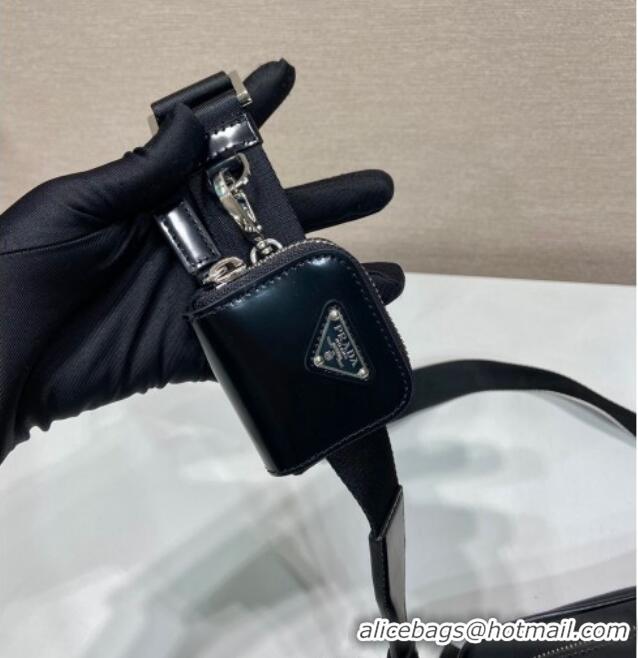 Traditional Discount Prada Re-Nylon and brushed leather shoulder bag 2VH172 Black 2025