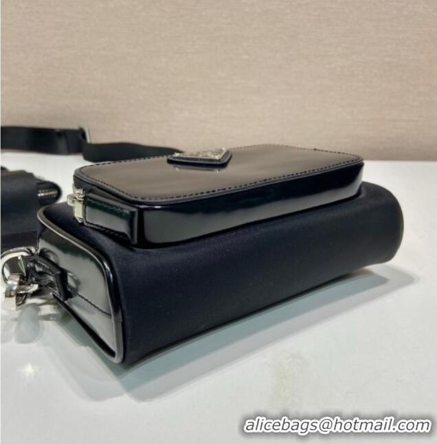 Traditional Discount Prada Re-Nylon and brushed leather shoulder bag 2VH172 Black 2025