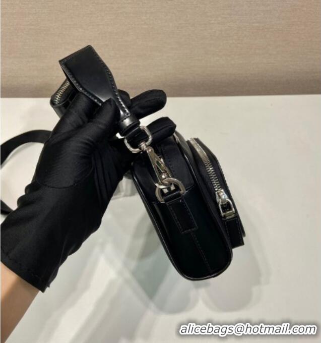 Traditional Discount Prada Re-Nylon and brushed leather shoulder bag 2VH172 Black 2025