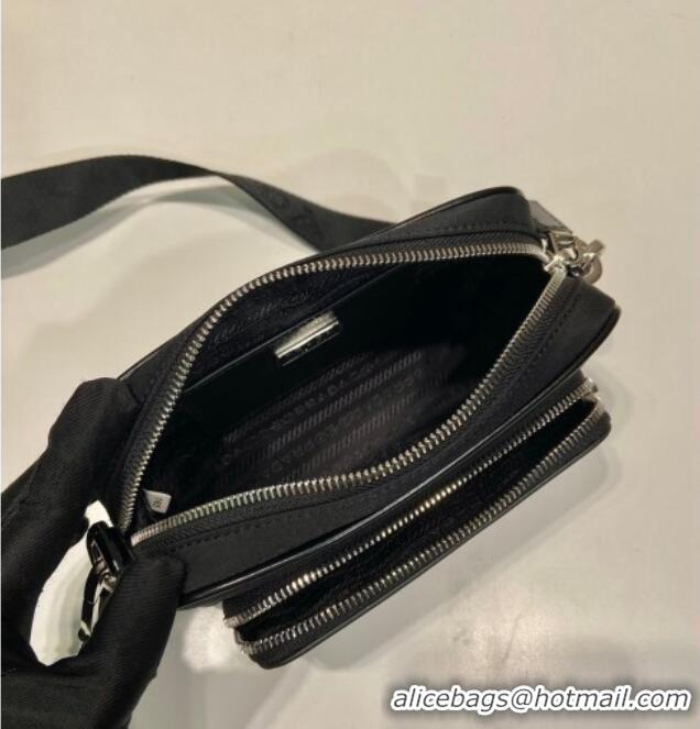 Traditional Discount Prada Re-Nylon and brushed leather shoulder bag 2VH172 Black 2025