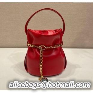 Reasonable Price Prada Petit Sac Noir mini nappa leather bucket bag 1BE088 Red 2025