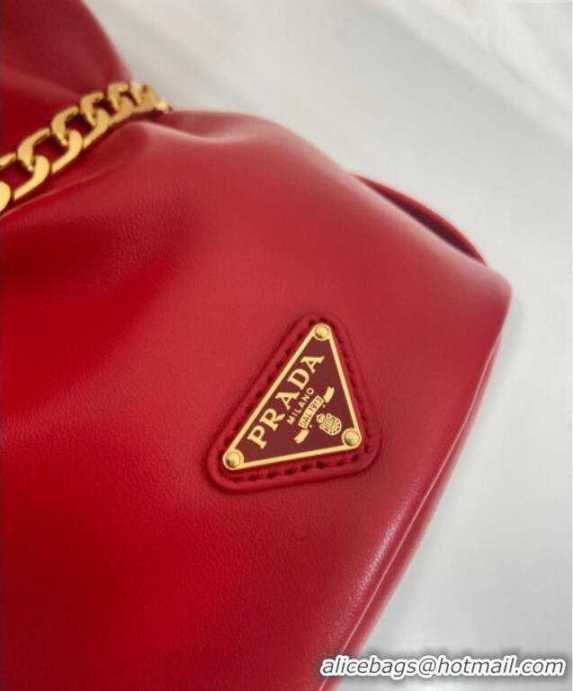 Reasonable Price Prada Petit Sac Noir mini nappa leather bucket bag 1BE088 Red 2025