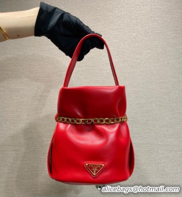 Reasonable Price Prada Petit Sac Noir mini nappa leather bucket bag 1BE088 Red 2025