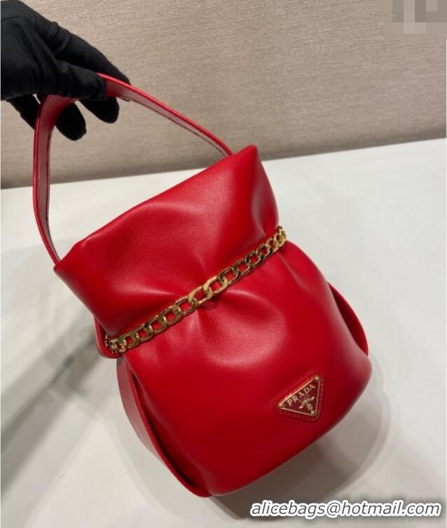 Reasonable Price Prada Petit Sac Noir mini nappa leather bucket bag 1BE088 Red 2025