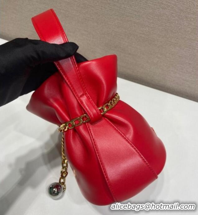 Reasonable Price Prada Petit Sac Noir mini nappa leather bucket bag 1BE088 Red 2025
