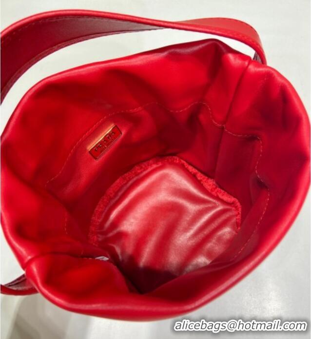 Reasonable Price Prada Petit Sac Noir mini nappa leather bucket bag 1BE088 Red 2025