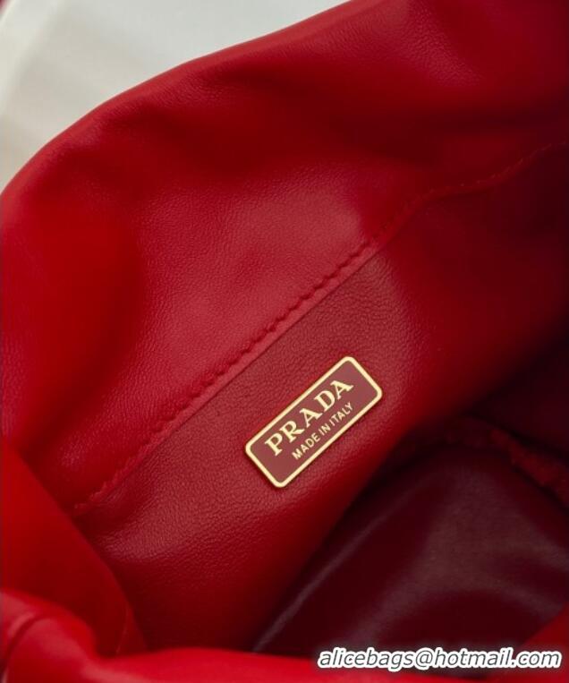 Reasonable Price Prada Petit Sac Noir mini nappa leather bucket bag 1BE088 Red 2025