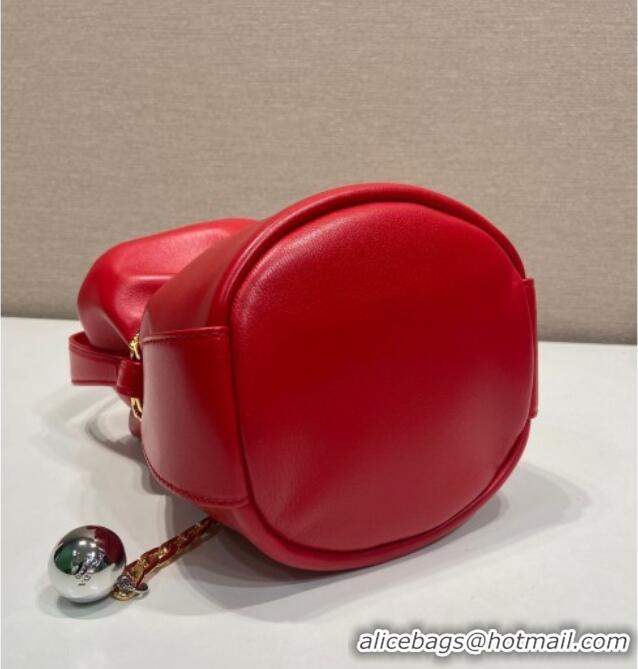 Reasonable Price Prada Petit Sac Noir mini nappa leather bucket bag 1BE088 Red 2025