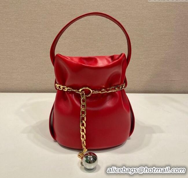 Reasonable Price Prada Petit Sac Noir mini nappa leather bucket bag 1BE088 Red 2025