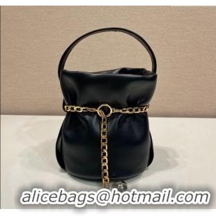 Luxury Cheap Prada Petit Sac Noir mini nappa leather bucket bag 1BE088 Black 2025