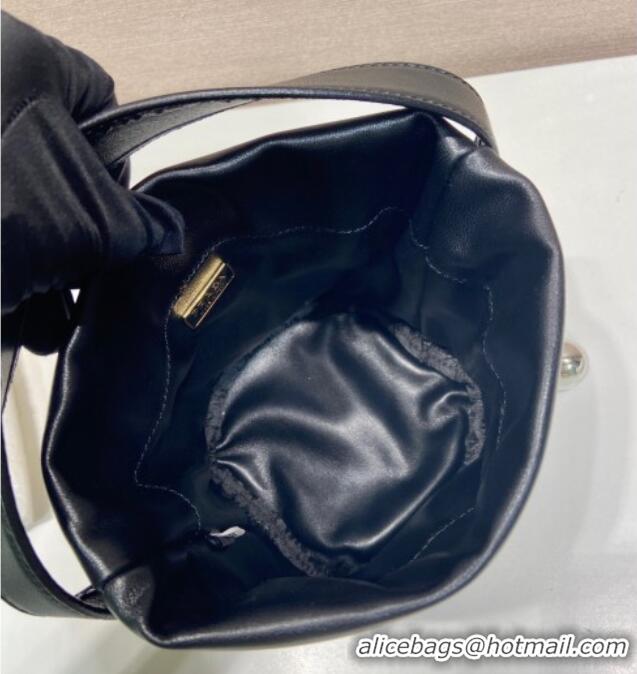 Luxury Cheap Prada Petit Sac Noir mini nappa leather bucket bag 1BE088 Black 2025