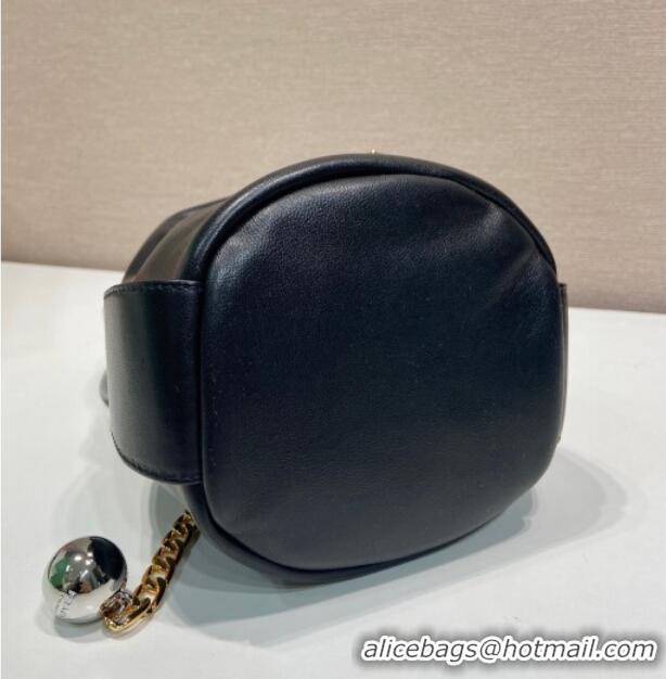 Luxury Cheap Prada Petit Sac Noir mini nappa leather bucket bag 1BE088 Black 2025