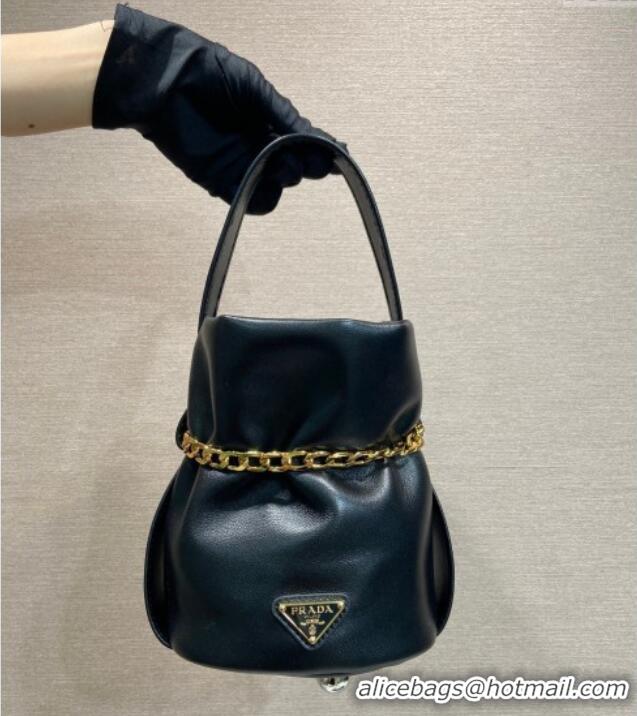 Luxury Cheap Prada Petit Sac Noir mini nappa leather bucket bag 1BE088 Black 2025