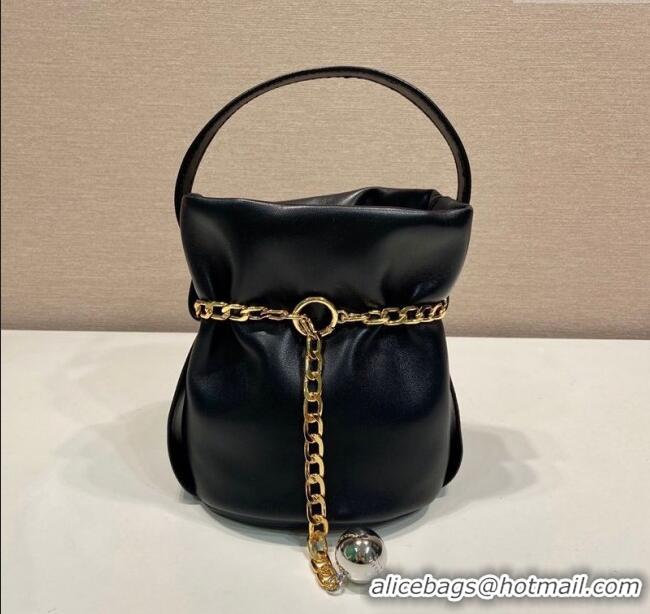 Luxury Cheap Prada Petit Sac Noir mini nappa leather bucket bag 1BE088 Black 2025