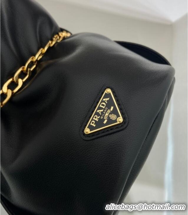 Luxury Cheap Prada Petit Sac Noir mini nappa leather bucket bag 1BE088 Black 2025