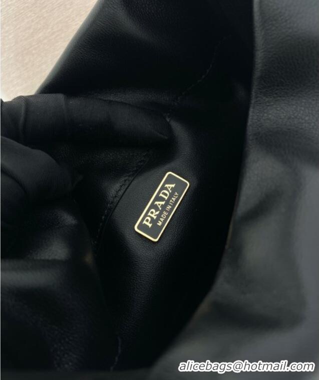 Luxury Cheap Prada Petit Sac Noir mini nappa leather bucket bag 1BE088 Black 2025