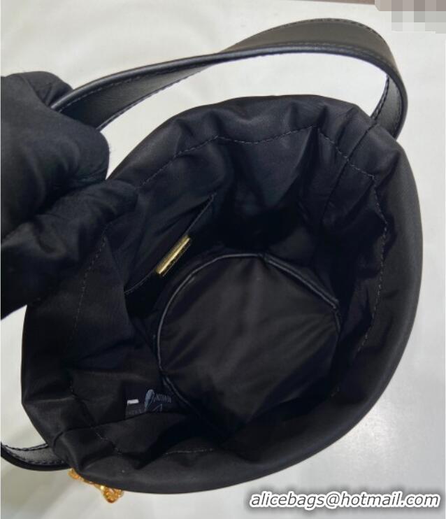 Buy Fashionable Prada Petit Sac Noir mini nylon bucket bag 1BE088 Black 2025