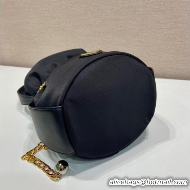 Buy Fashionable Prada Petit Sac Noir mini nylon bucket bag 1BE088 Black 2025