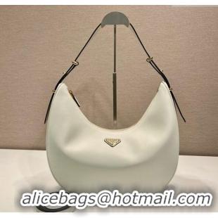 Famous Brand Prada Large leather hobo shoulder bag 1BC212 White 2025