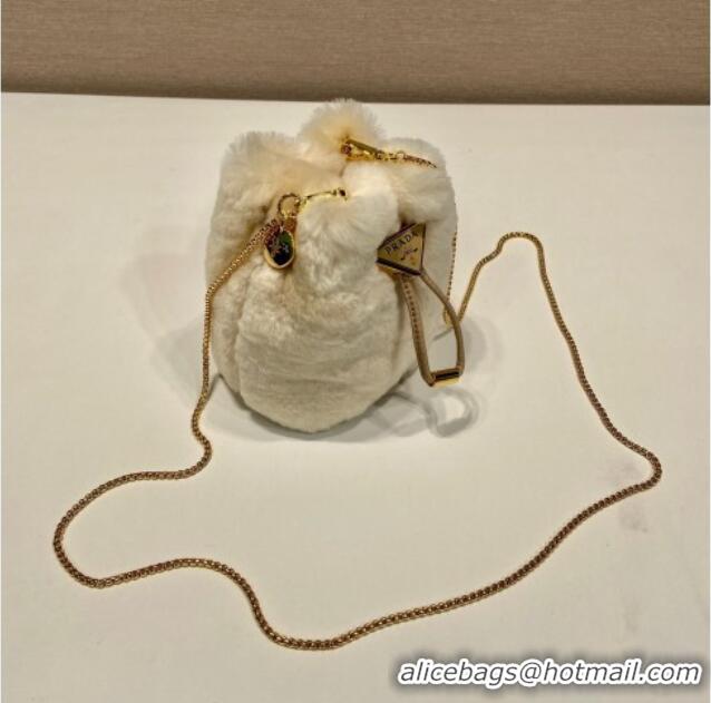 Super Quality Prada Shearling mini pouch 1NR016 Ecru Beige 2025