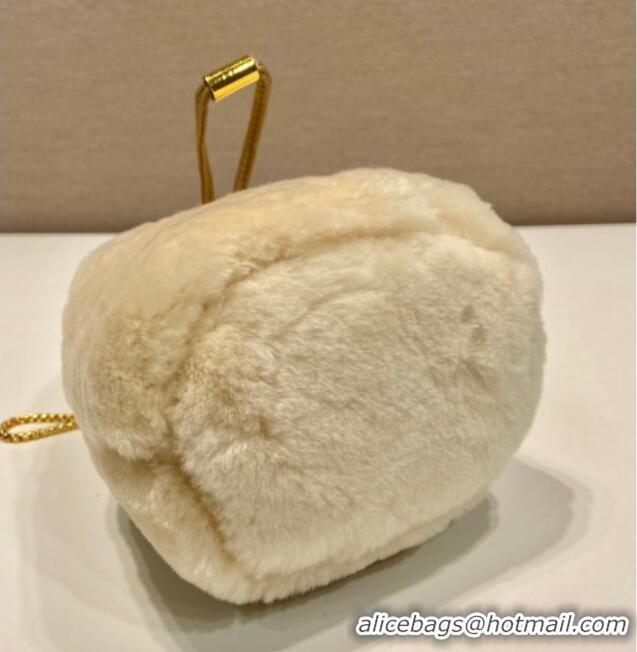 Super Quality Prada Shearling mini pouch 1NR016 Ecru Beige 2025