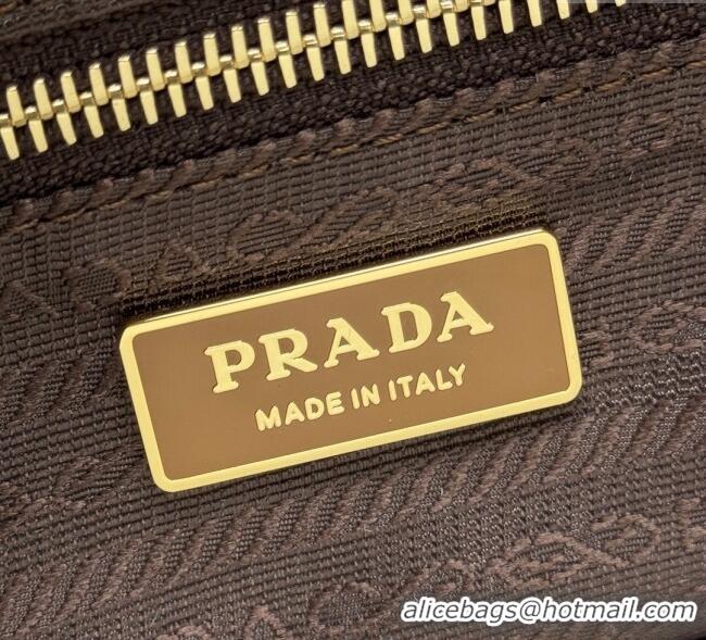 Original Cheap Prada Mariner small suede bucket bag 1BE082 Cinnamon Brown 2025