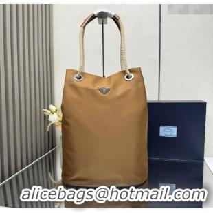 Famous Brand Prada Mens Mariner medium Re-Nylon tote bag 2VG133 Brandy Brown 2025