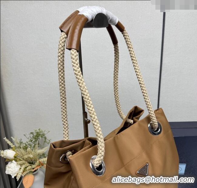 Famous Brand Prada Mens Mariner medium Re-Nylon tote bag 2VG133 Brandy Brown 2025