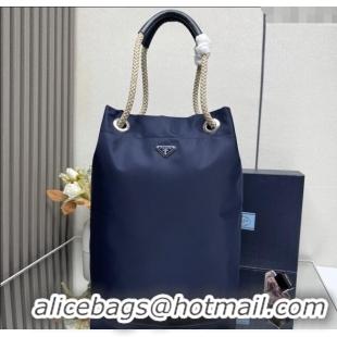 Good Taste Prada Mens Mariner medium Re-Nylon tote bag 2VG133 Baltic Blue 2025