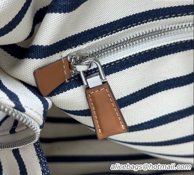 Top Design Prada Mens Striped Canvas duffle bag 2VC051 Ivory/Blue 2025