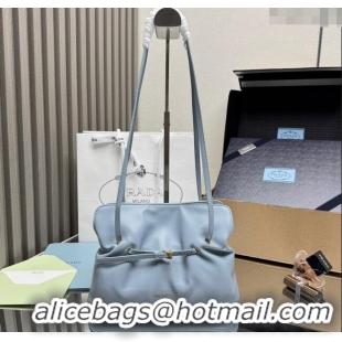 Buy Fashionable Prada Dada small nappa leather bag 1BG586 Light Blue 2025