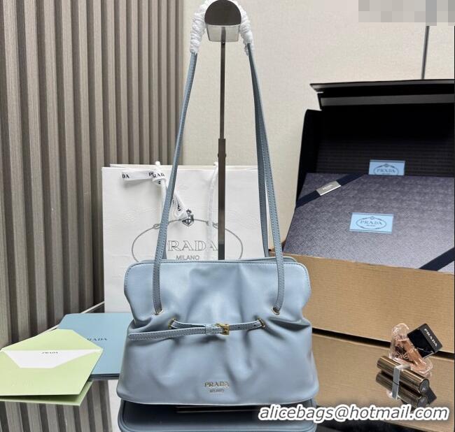 Buy Fashionable Prada Dada small nappa leather bag 1BG586 Light Blue 2025